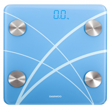 Cantar electronic de persoane Daewoo DBS180B, max 180 kg, pornire automata, Bluetooth 4.0, display LED, albastru